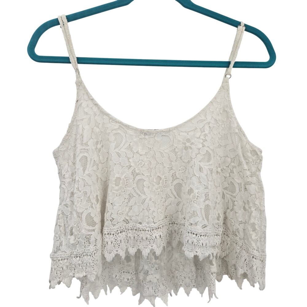 Arden B Women Y2K Boho Coastal Cowgirl Festival Romantic Lace Scalloped Hem L - Picture 4 of 9